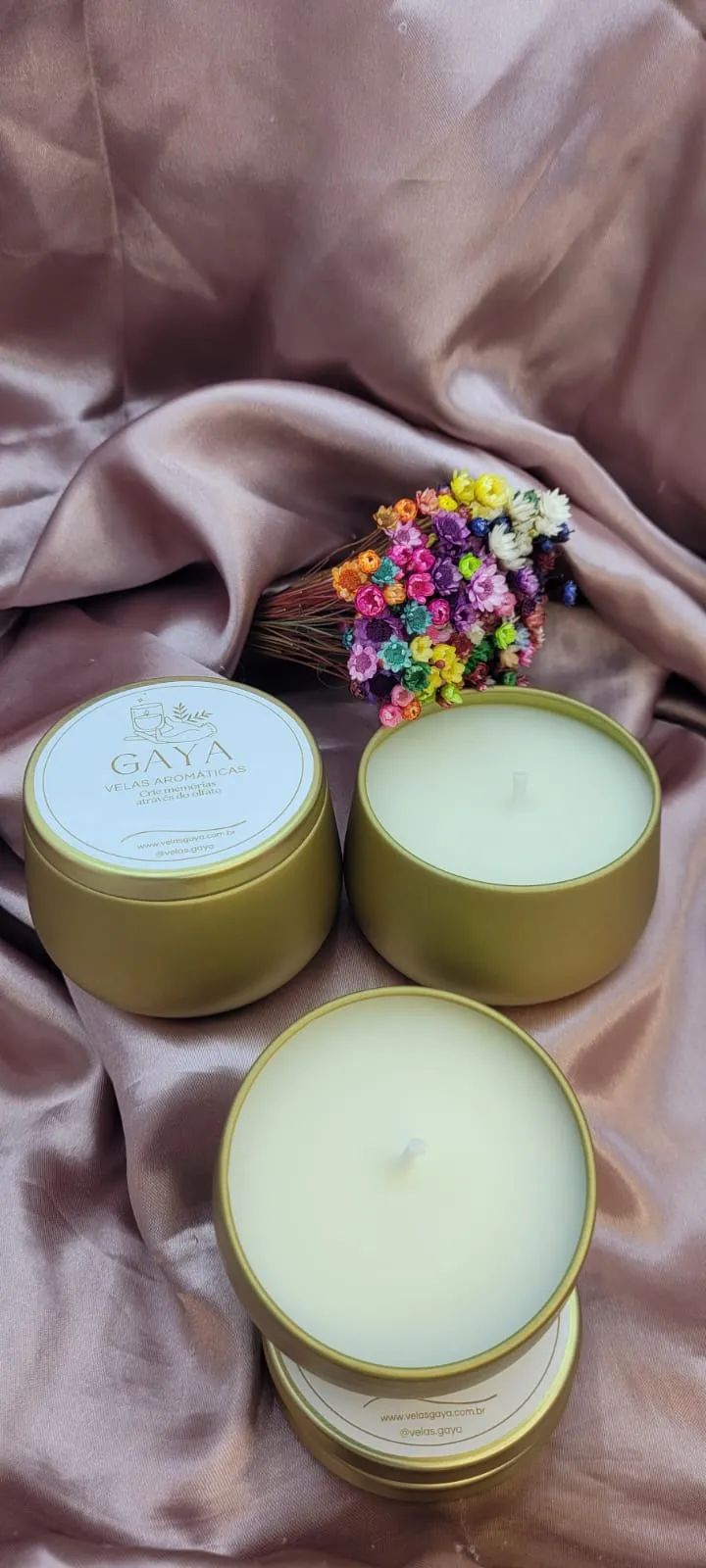 Vela em lata dourada 120 g