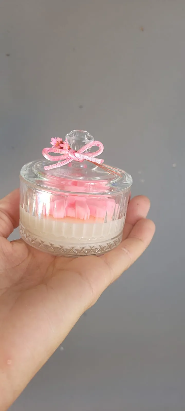 Potiche de vidro com vela 50 g e flor, foto 4