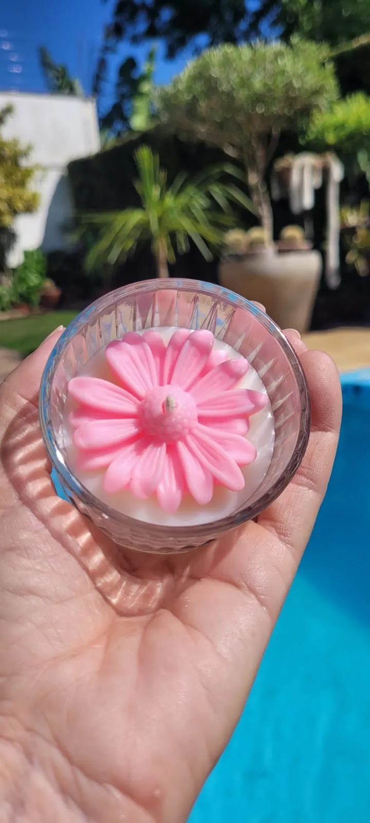 Potiche de vidro com vela 50 g e flor, foto 5