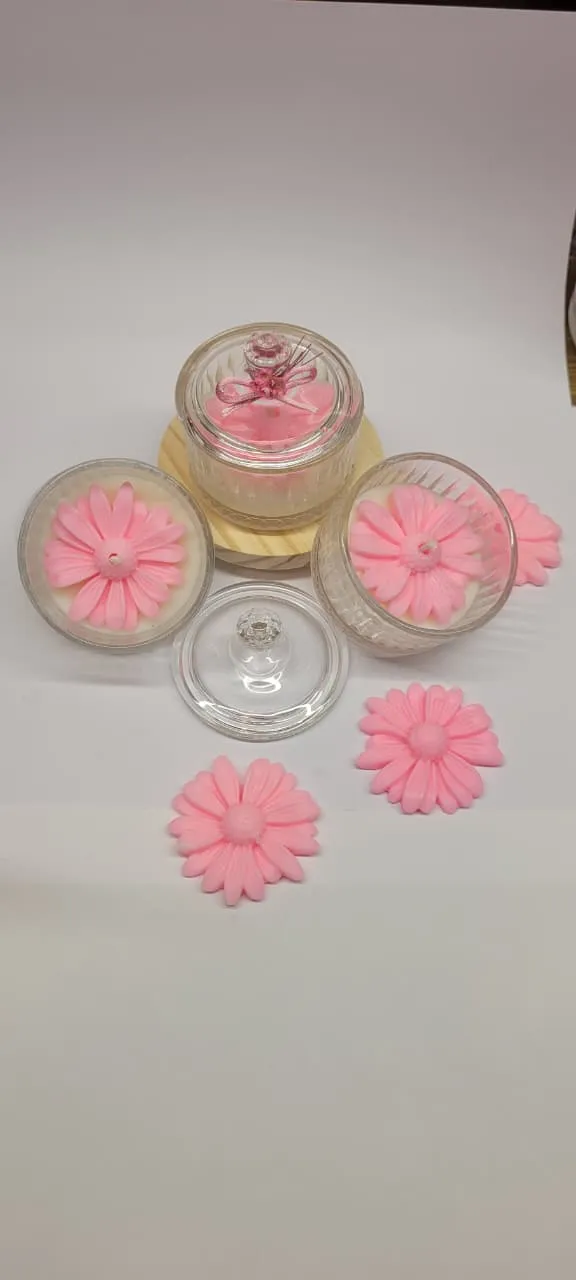 Potiche de vidro com vela 50 g e flor, foto 6