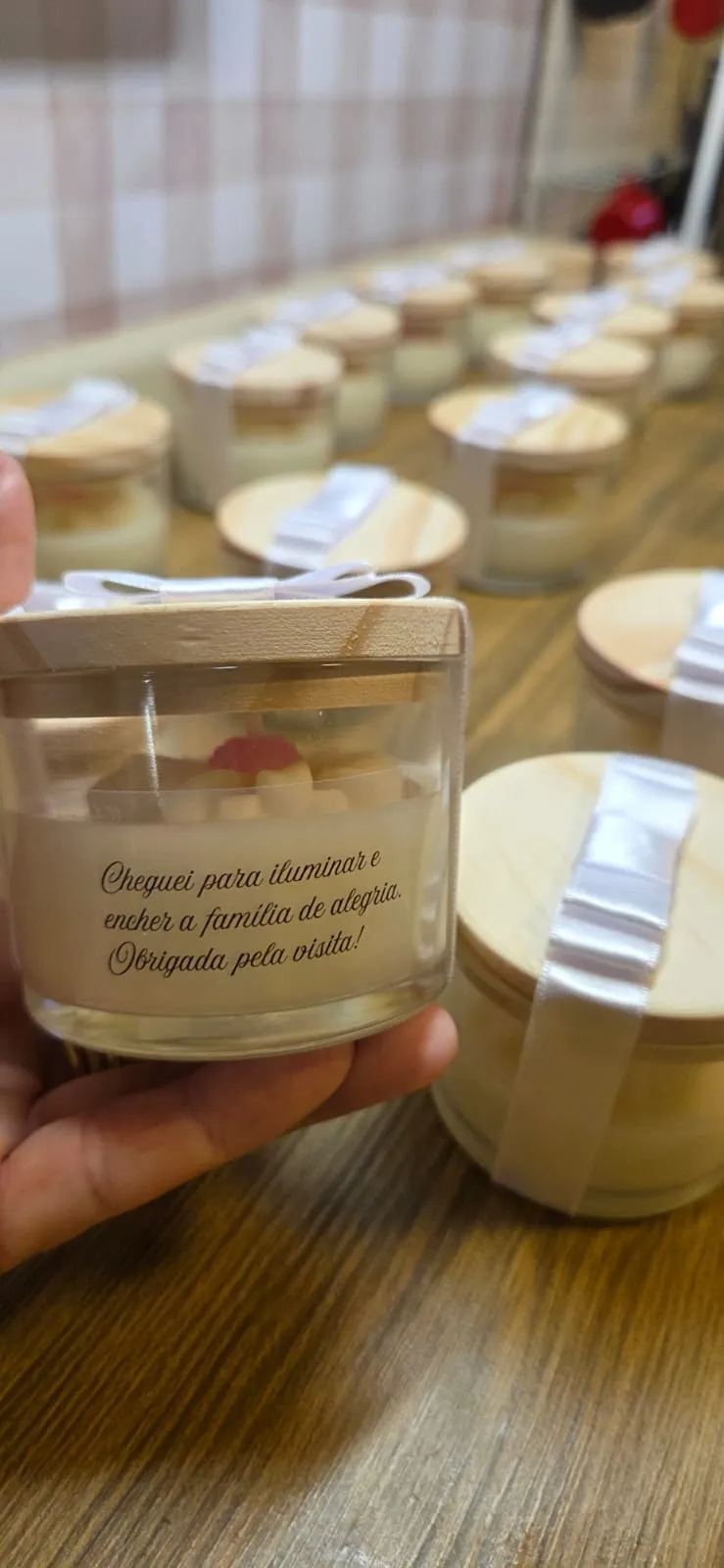Potiche de vidro com vela 50 g e flor, foto 9