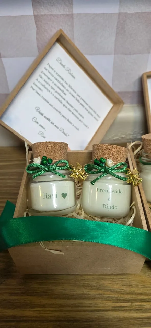 Convite em caixa MDF com 2 velas e terço, foto 3