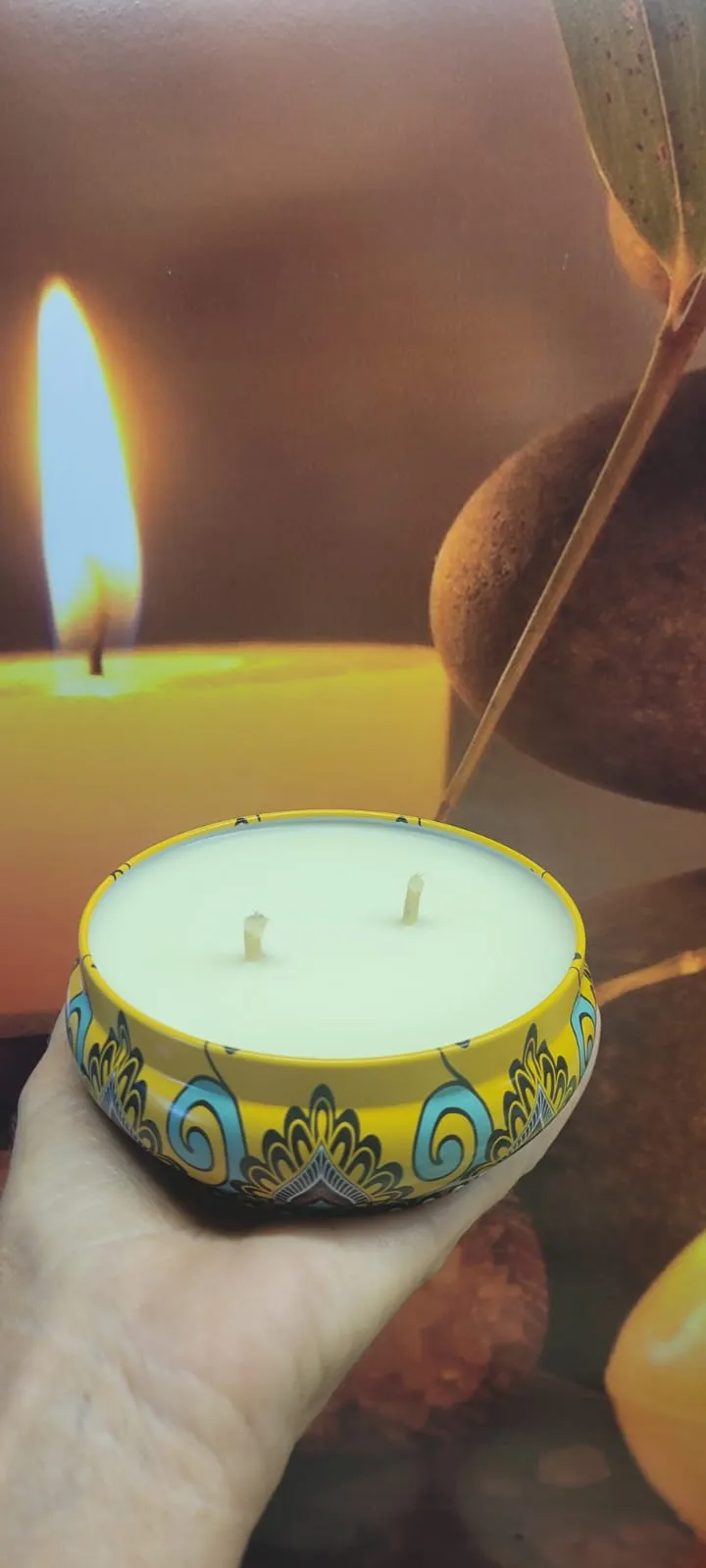 Kit 2 velas mandala (200 g e 120 g), foto 2