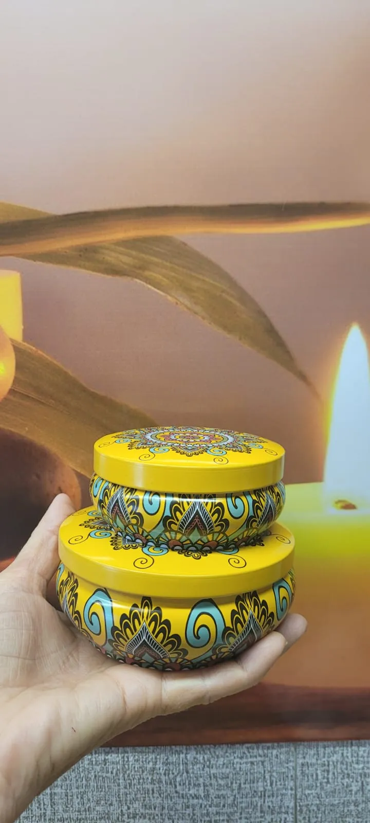 Kit 2 velas mandala (200 g e 120 g), foto 3
