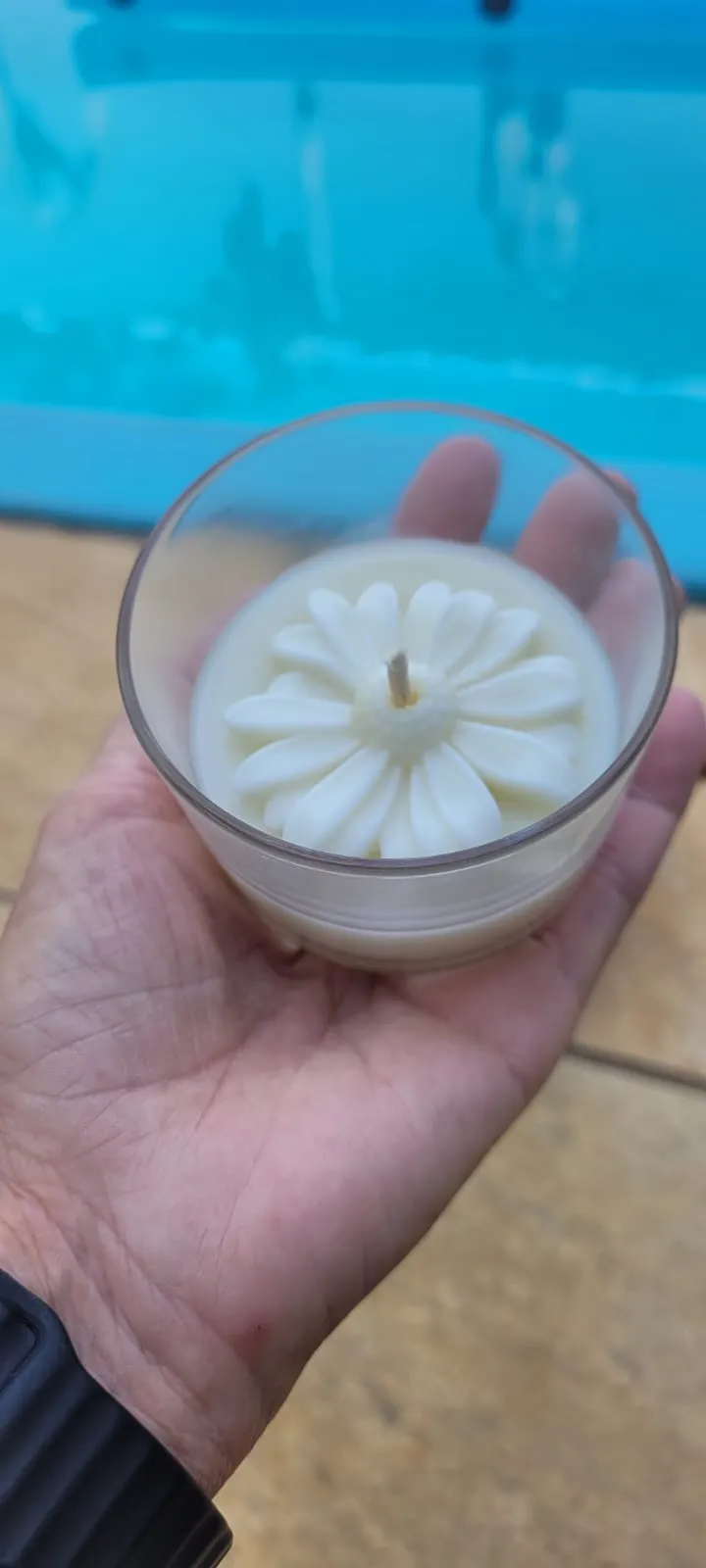 Vela 50 g em copo de vidro com tampa e margarida, foto 5