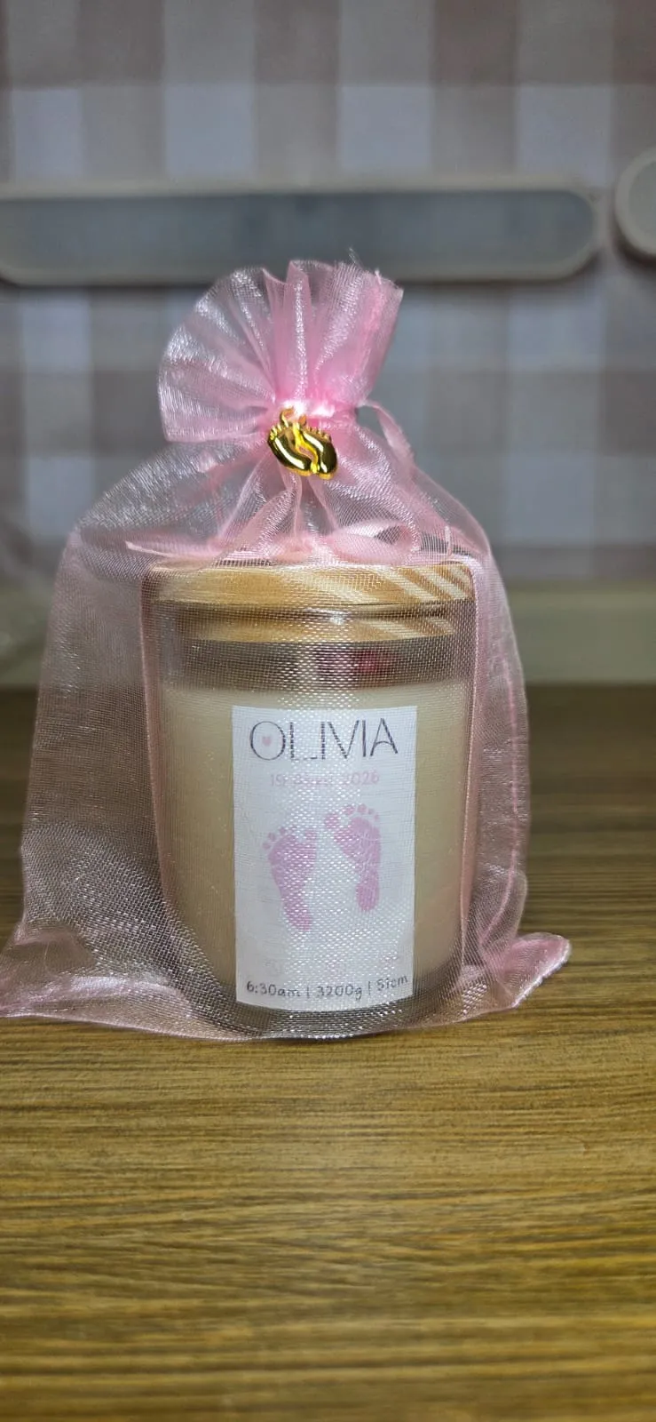 Vela 70 g com saquinho de organza e pingente, foto 2