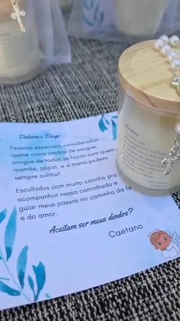 Vela 60 g com card, organza e terço, foto 5