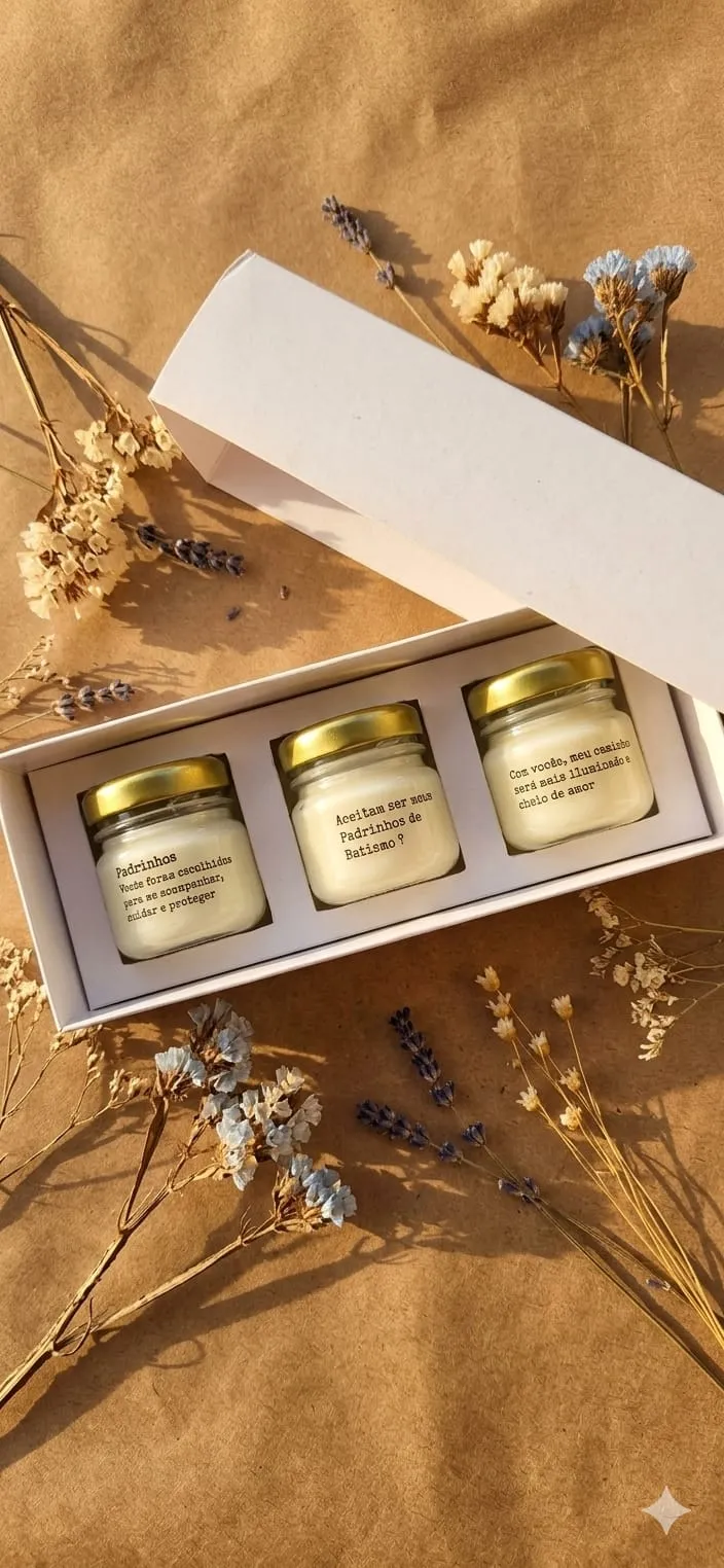 Trio convite com 3 velas