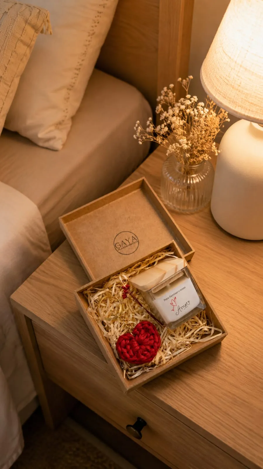 Kit vela cubo 70 g com chaveiro de crochê, foto 4