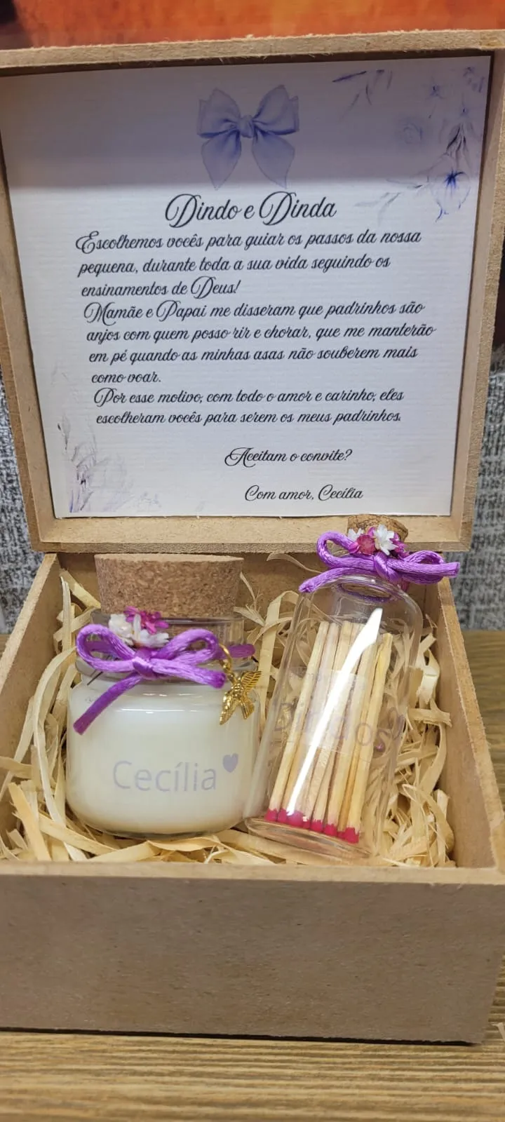 Caixa MDF com vela 30 g e card